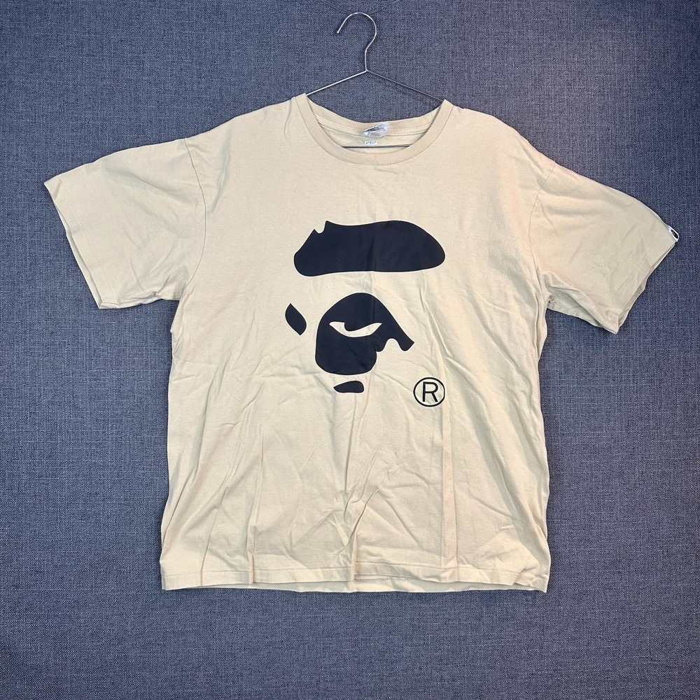 A Bathing Ape‎ BAPE Big Logo T Shirt Mens 2XL Beige Streetwear